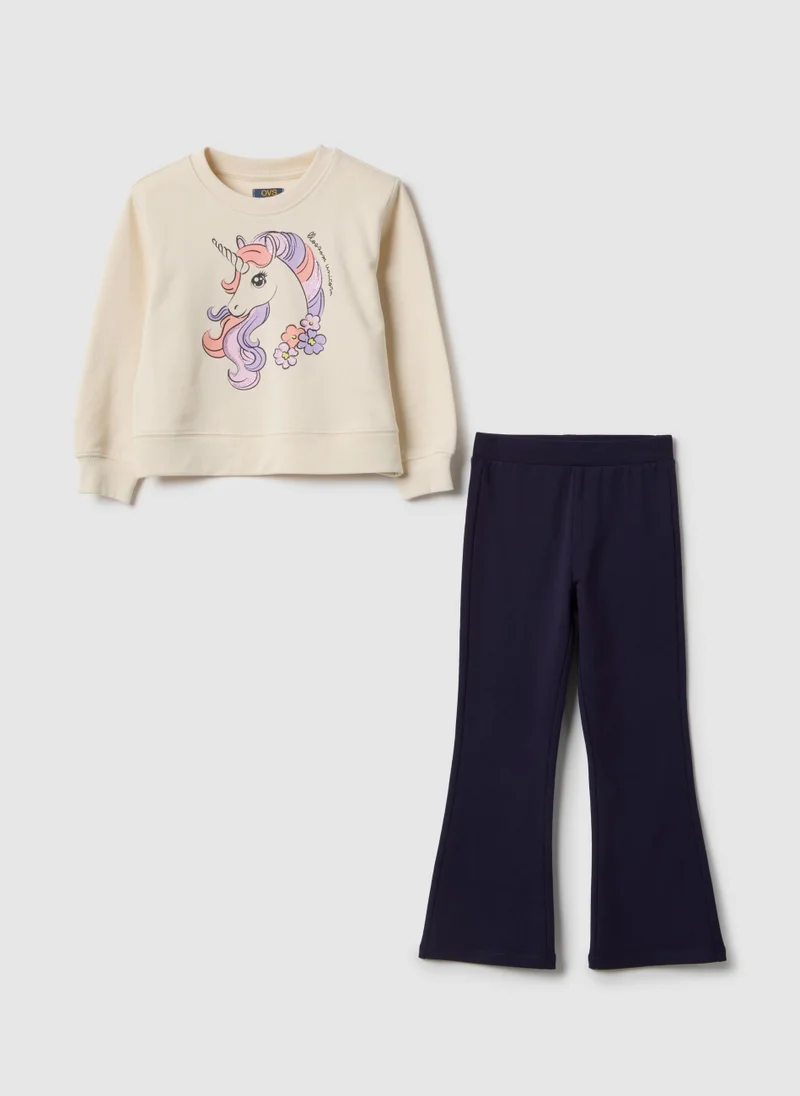 او في اس طقم جوجر قطني نقي متعدد الألوان بقصة عادية للبنات من